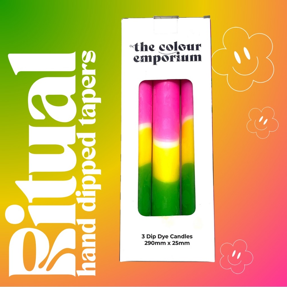The Colour Emporium Dipped Candle Trio (neons)